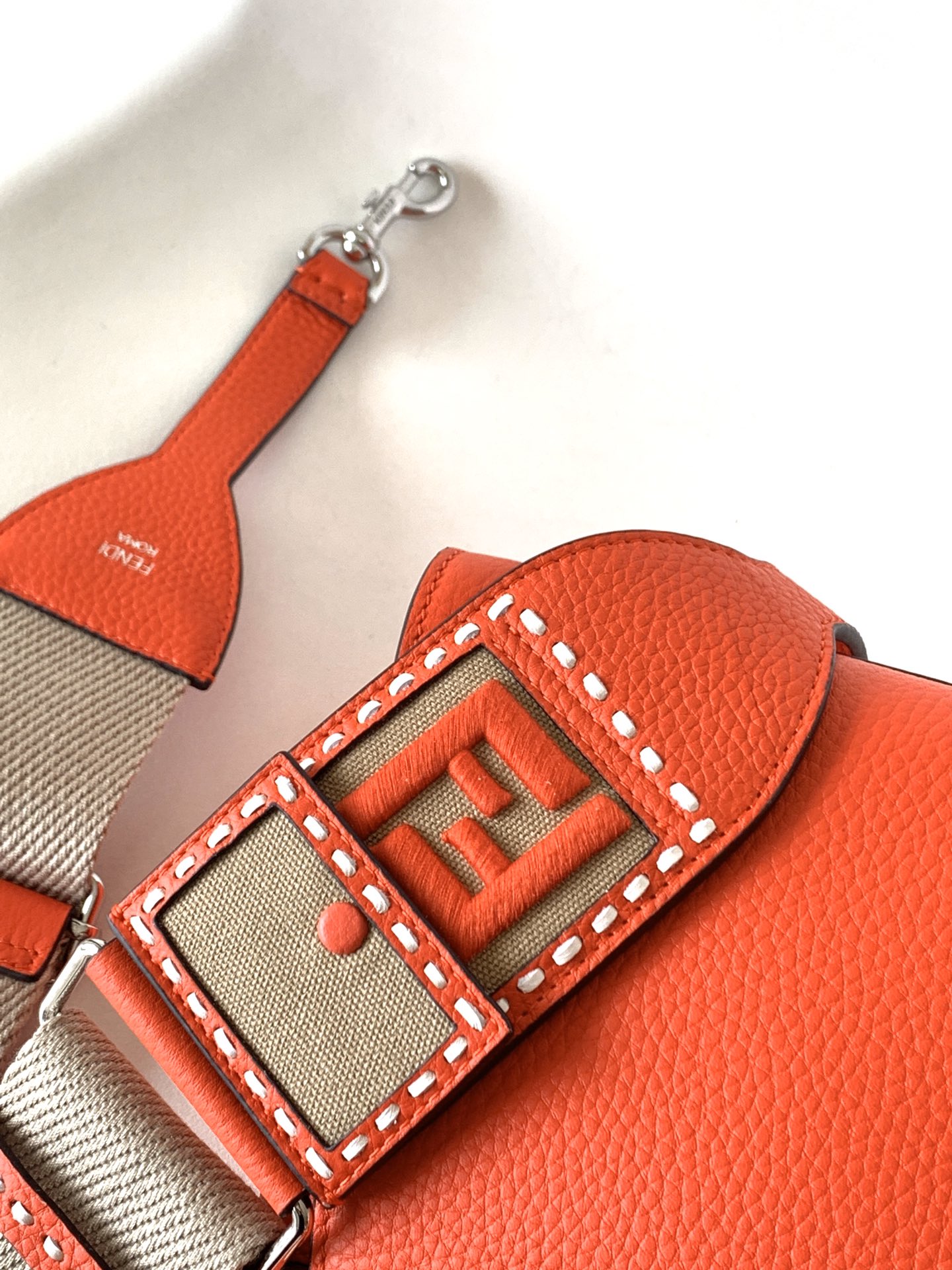 Fendi Peekaboo ISeeU Mini Orange Selleria Bag with 220 Hand-sewn Topstitches